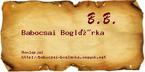 Babocsai Boglárka névjegykártya